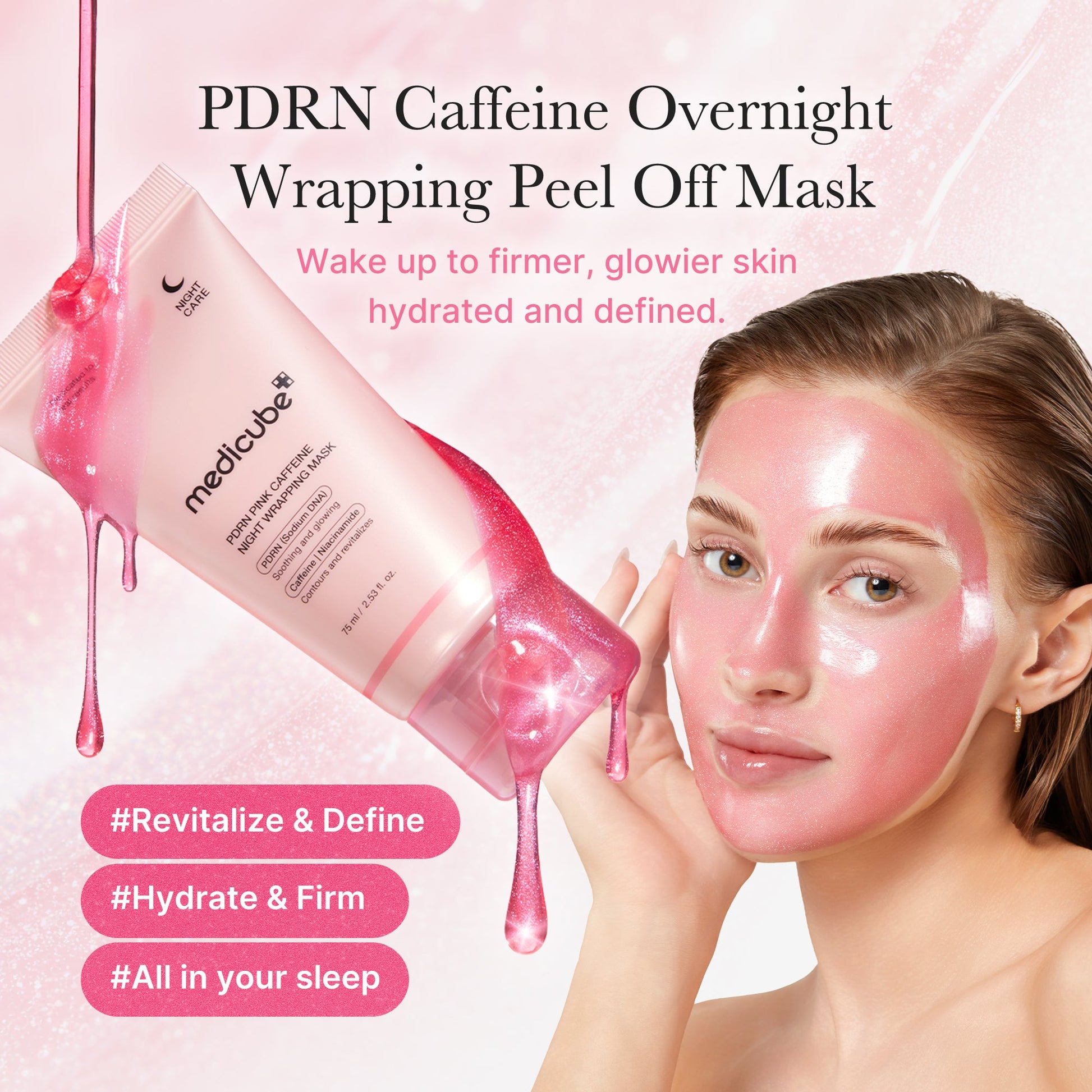 Salmon PDRN and collagen wrapping mask that firms and refines facial contours by morning