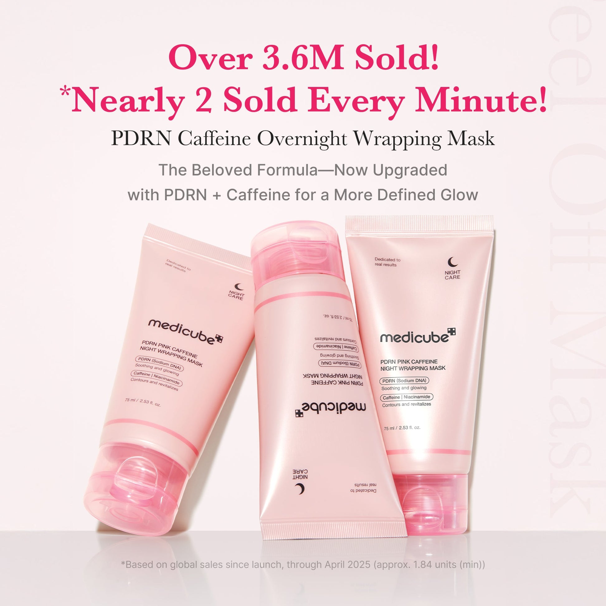 Shimmering pink pearl overnight mask that forms a glowy, skin-hugging film while you sleep