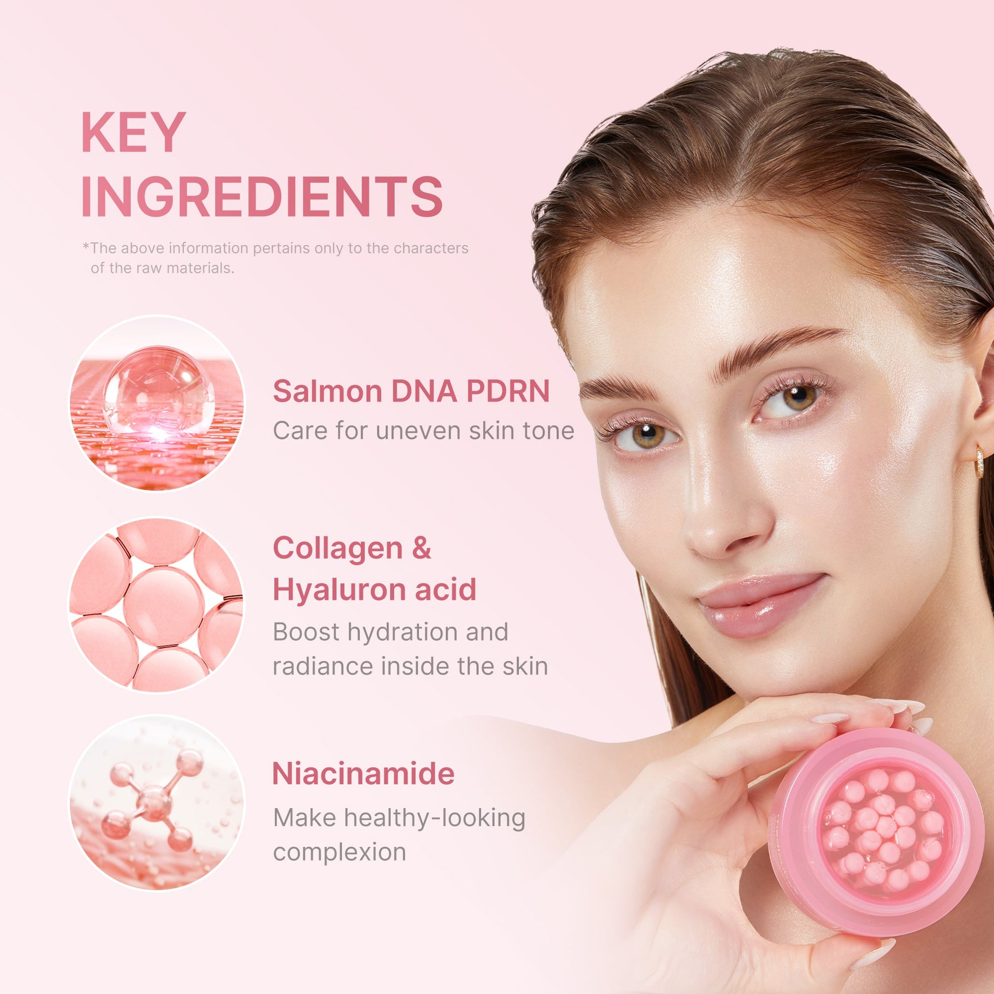 Salmon DNA PDRN capsules that firm and even skin tone as they burst into the skin