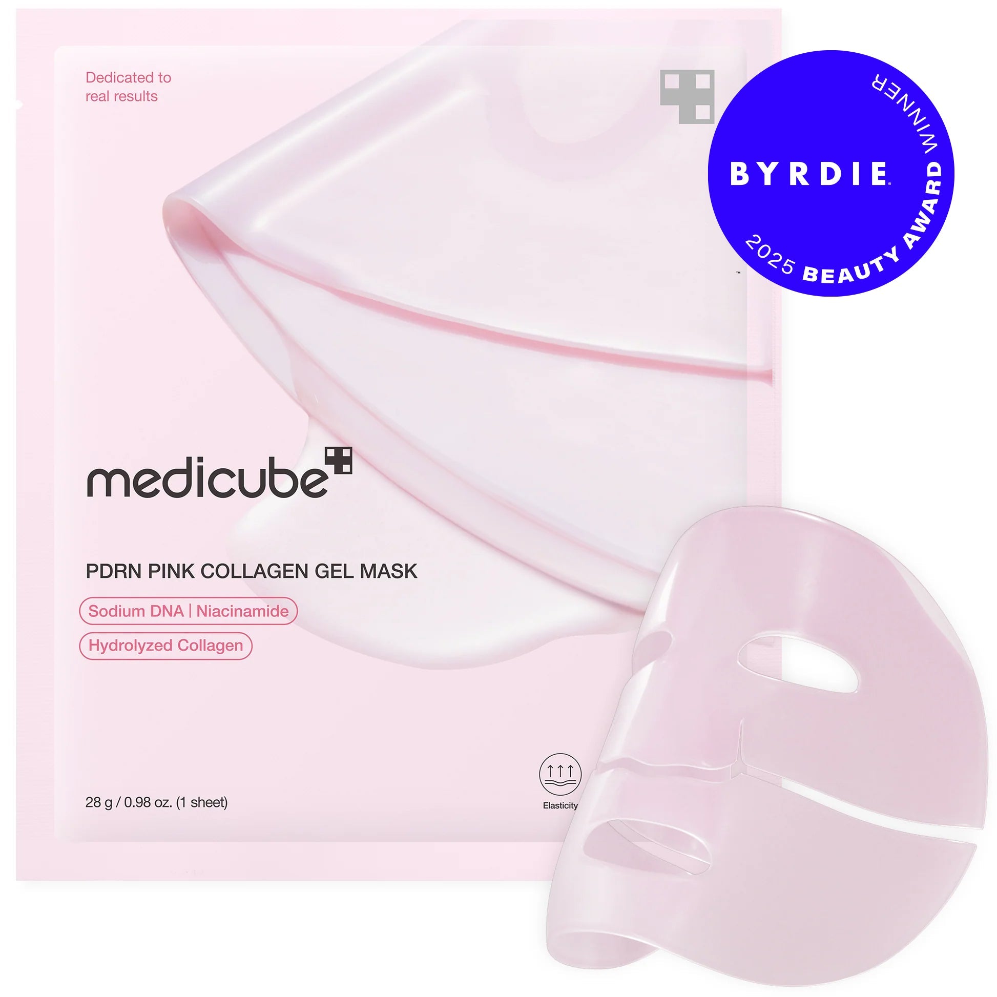 Pink-to-transparent jelly gel mask that signals optimal absorption of salmon PDRN and collagen