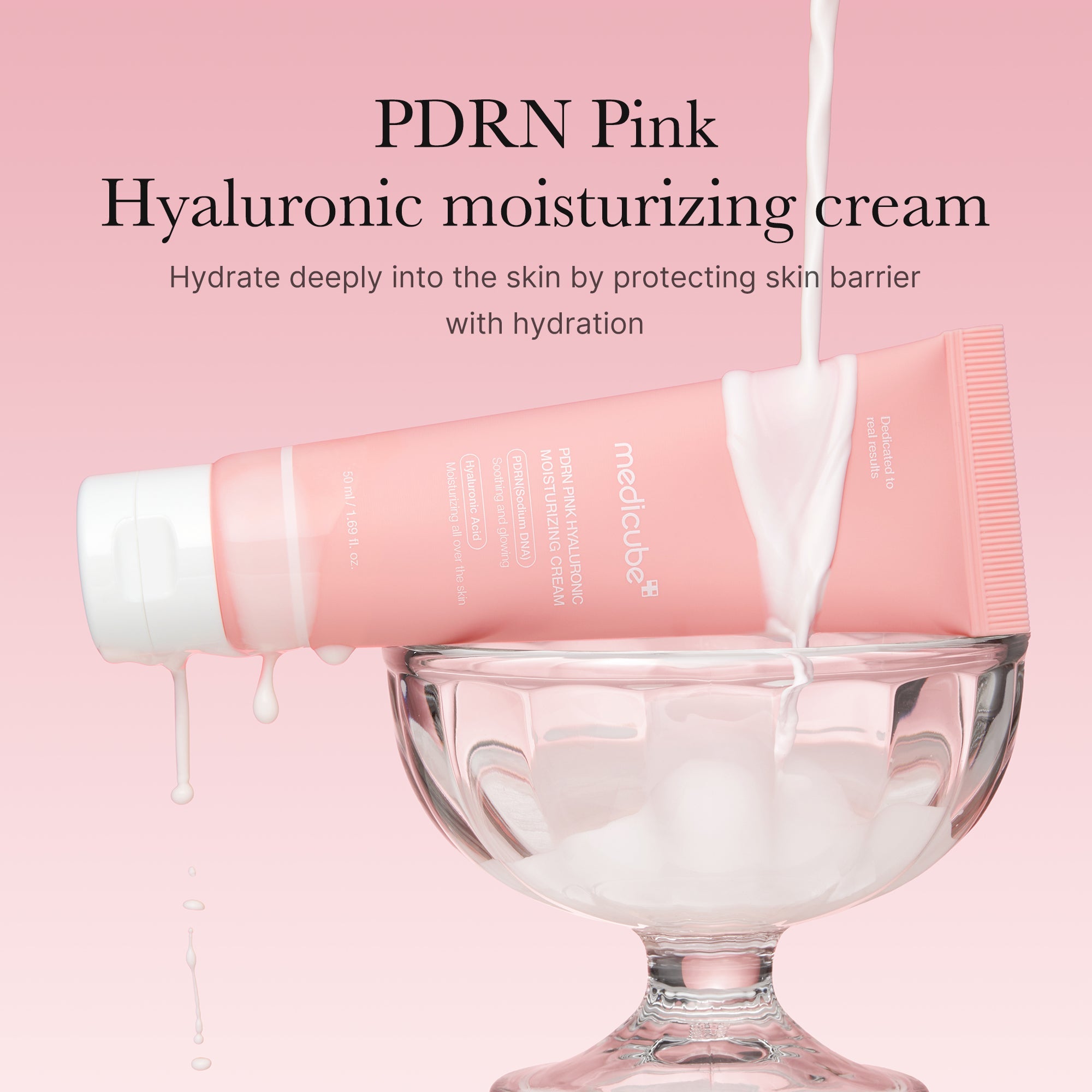 Pink cream with salmon DNA PDRN and 10 layers of hyaluronic acid for lasting moisture