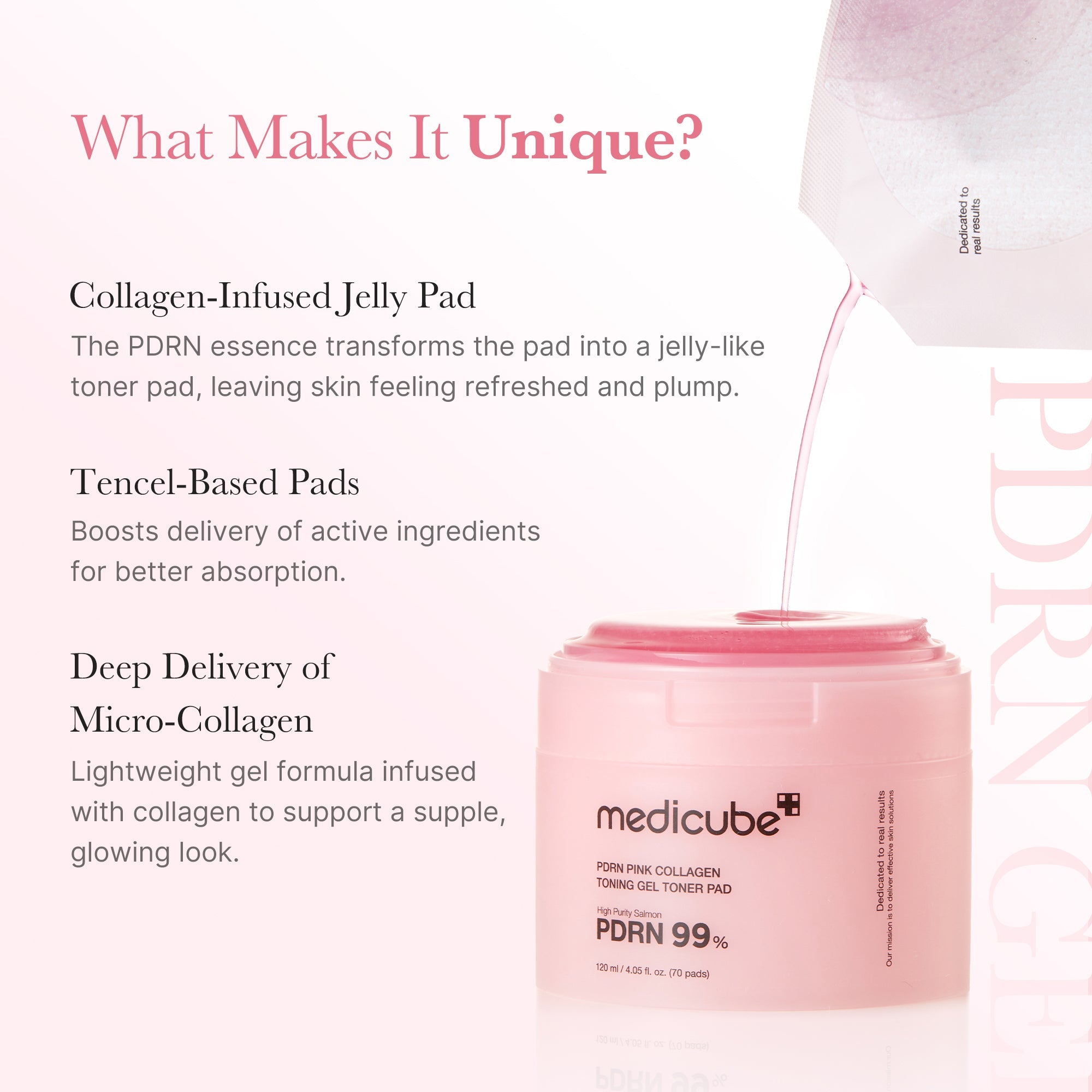 200Da ultra-low molecular collagen pads that hydrate and restore the look of elasticity