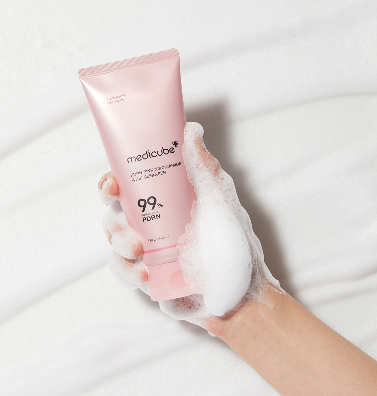Medicube PDRN Pink Niacinamide Whip Cleanser for smooth, dewy, glowing skin