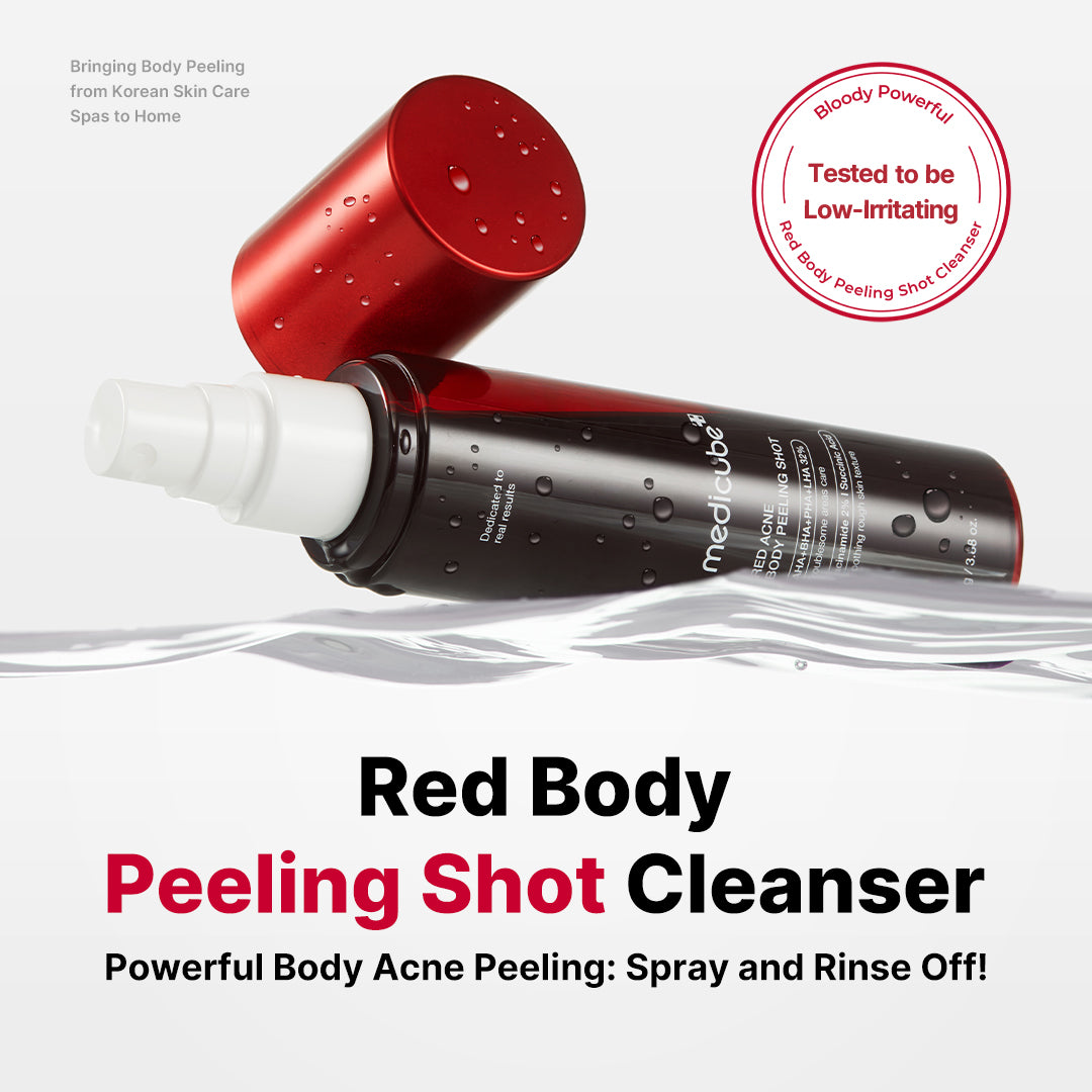 Red body peeling shot with 32% AHA, BHA, PHA and LHA for bumpy body skin