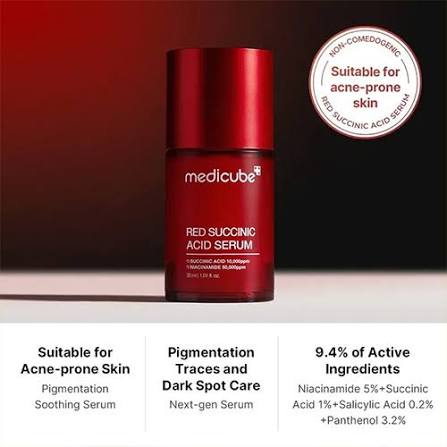 Medicube Red Succinic Acid Serum for blemish-prone skin, redness and texture care