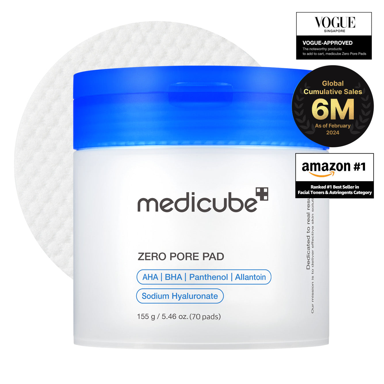 Medicube Zero Pore Pad 2.0, K-beauty number one dual-textured AHA BHA toner pads for pore and sebum care