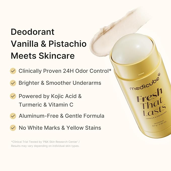 Medicube Fresh That Lasts Vanilla Pistachio Deodorant - Aluminum-free brightening stick with gourmand scent