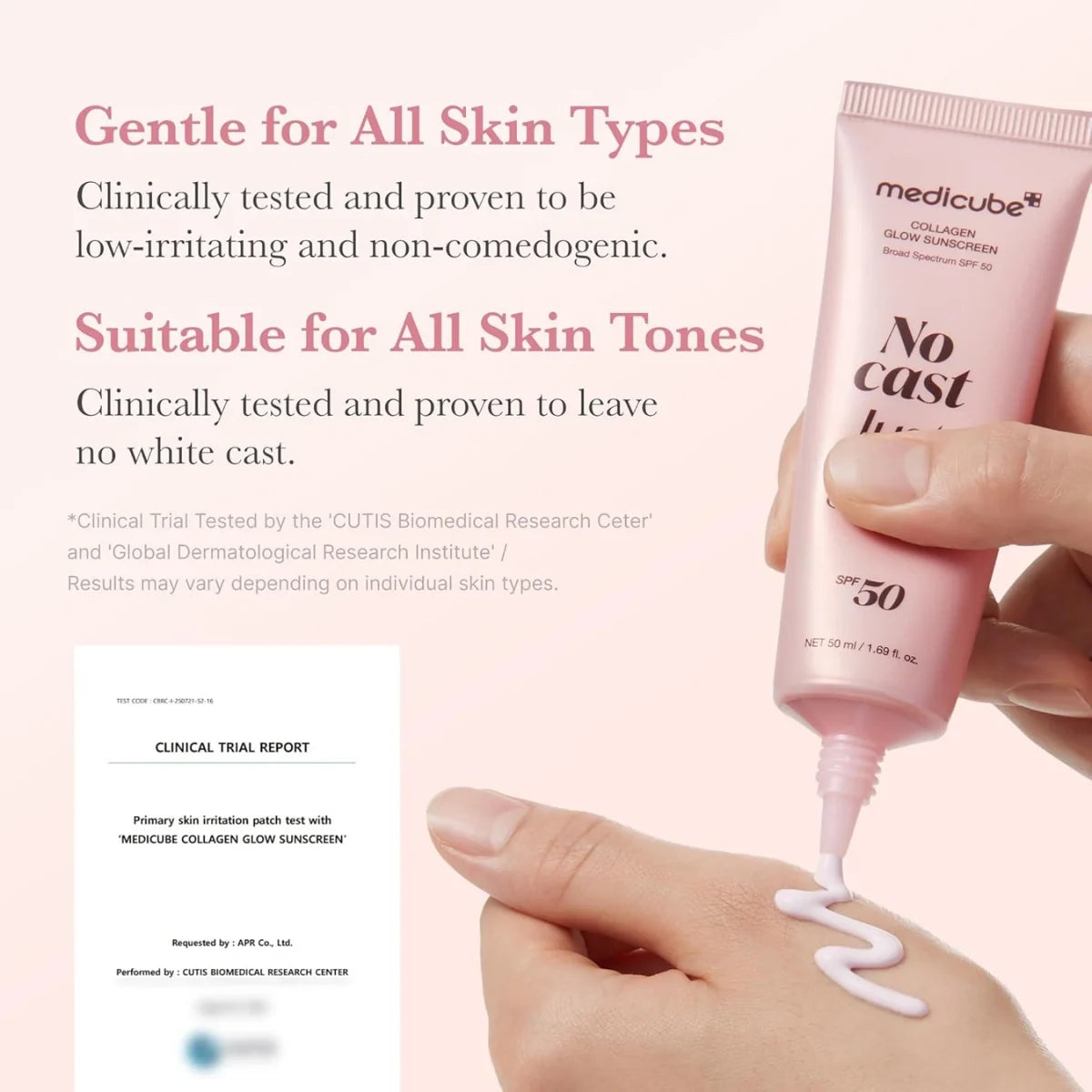 Gentle SPF 50 formula suitable for all skin types including sensitive skin