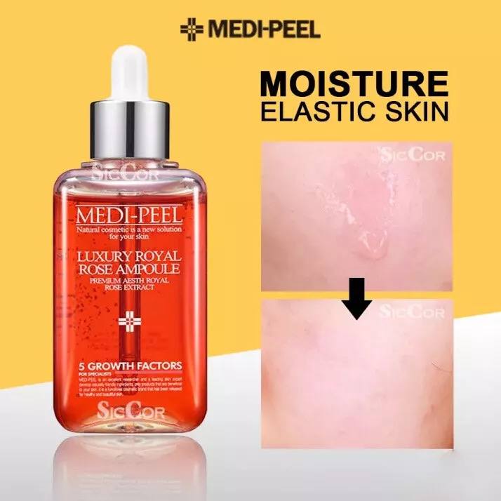 MEDI-PEEL Luxury Royal Rose Premium Ampoule — how to use: apply a few drops after toner, AM and PM