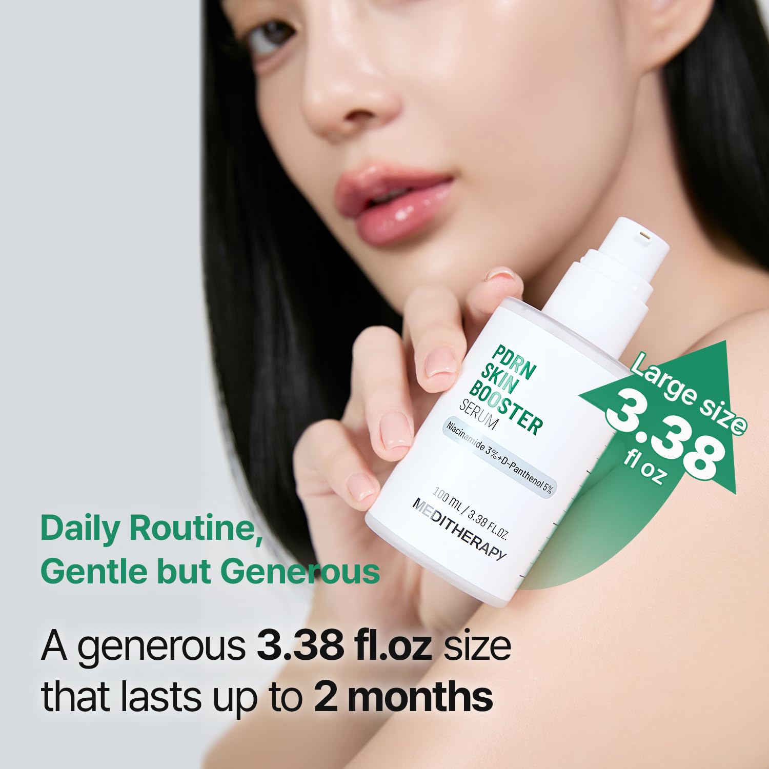 MEDITHERAPY PDRN Skin Booster Serum — how to use: apply a few drops after toner, AM and PM