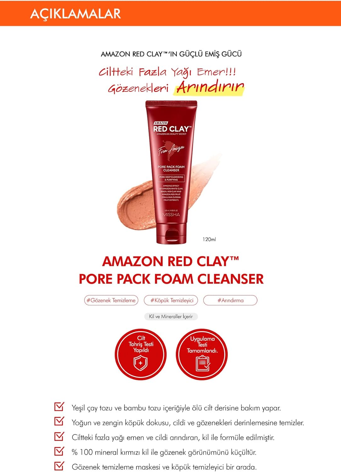 MISSHA Red Clay Pore Pack Foam Cleanser — product view