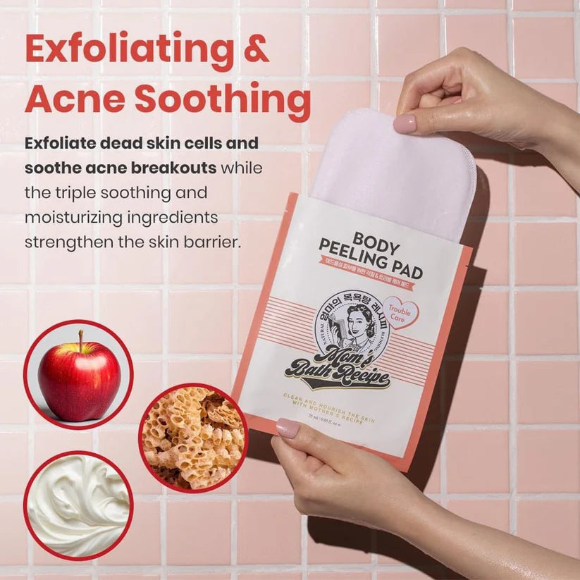 Mom's Bath Recipe Body Peeling Pad Trouble Care — how to use