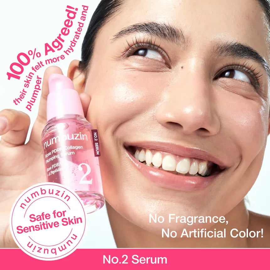 Numbuzin No.2 Rose PDRN Collagen Plumping Serum Duo — rose extract delivers dewy hydration