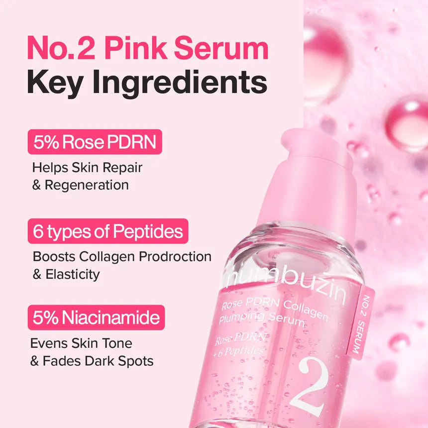 Numbuzin No.2 Rose PDRN Collagen Plumping Serum Duo — two bottles for uninterrupted plumping care