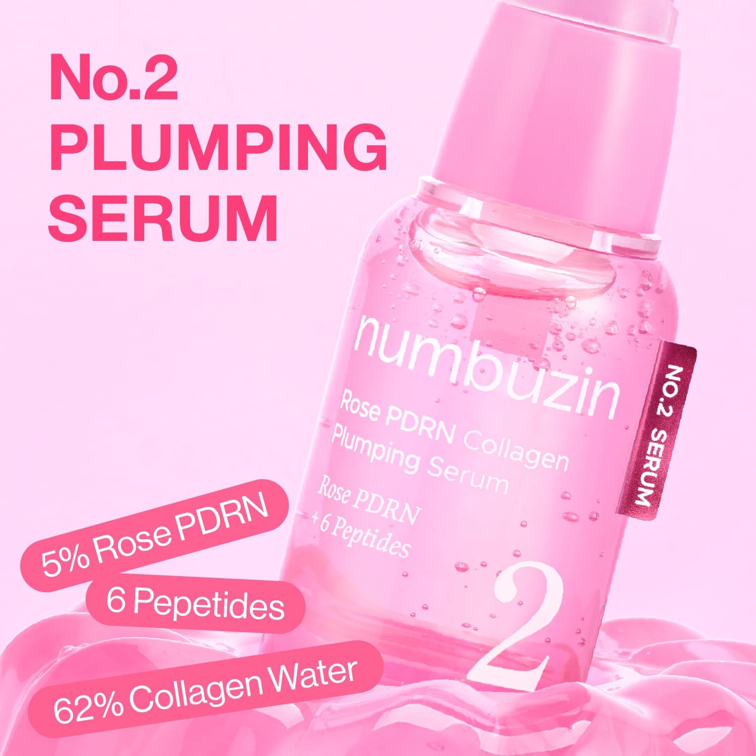Numbuzin No.2 Rose PDRN Collagen Plumping Serum — PDRN and collagen plump and firm the skin