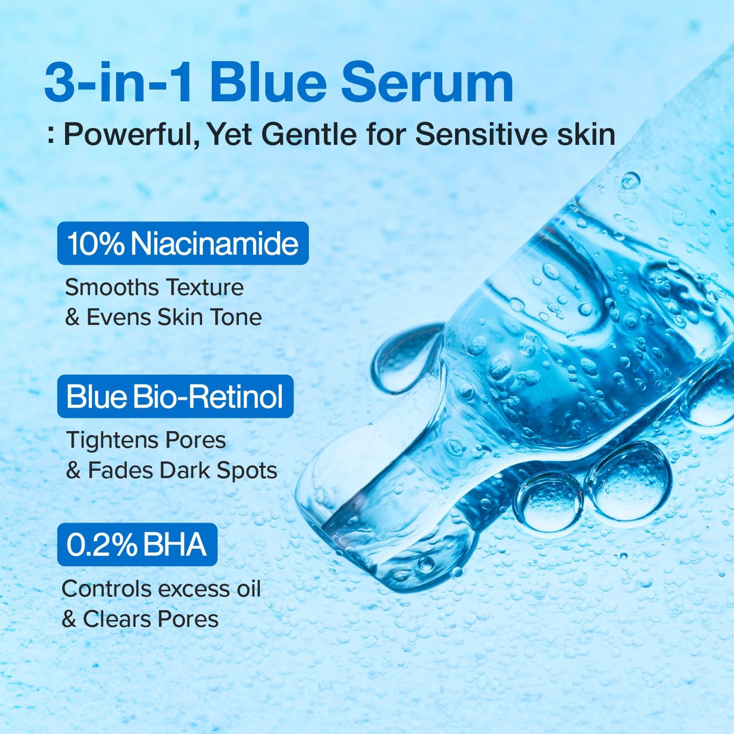 Numbuzin No.3 Blue Bio-Retinol Pore Refining Serum — smooths for a clearer, refined surface