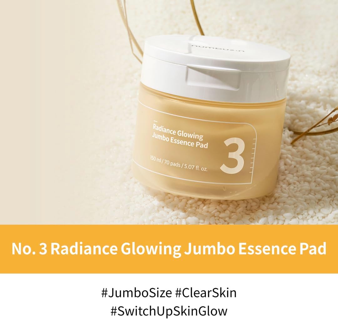 Numbuzin No.3 Radiance Glowing Jumbo Essence Pad — boosts radiance for brighter, glowing skin