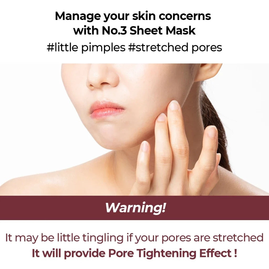 Numbuzin No.3 Tingle Pore Softening Sheet — gentle tingle sensation refreshes and tightens skin