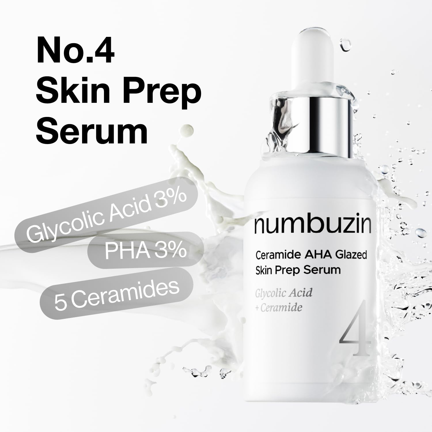 Numbuzin No.4 Ceramide AHA Glazed Skin Prep Serum — ceramide and AHA glazed prep serum