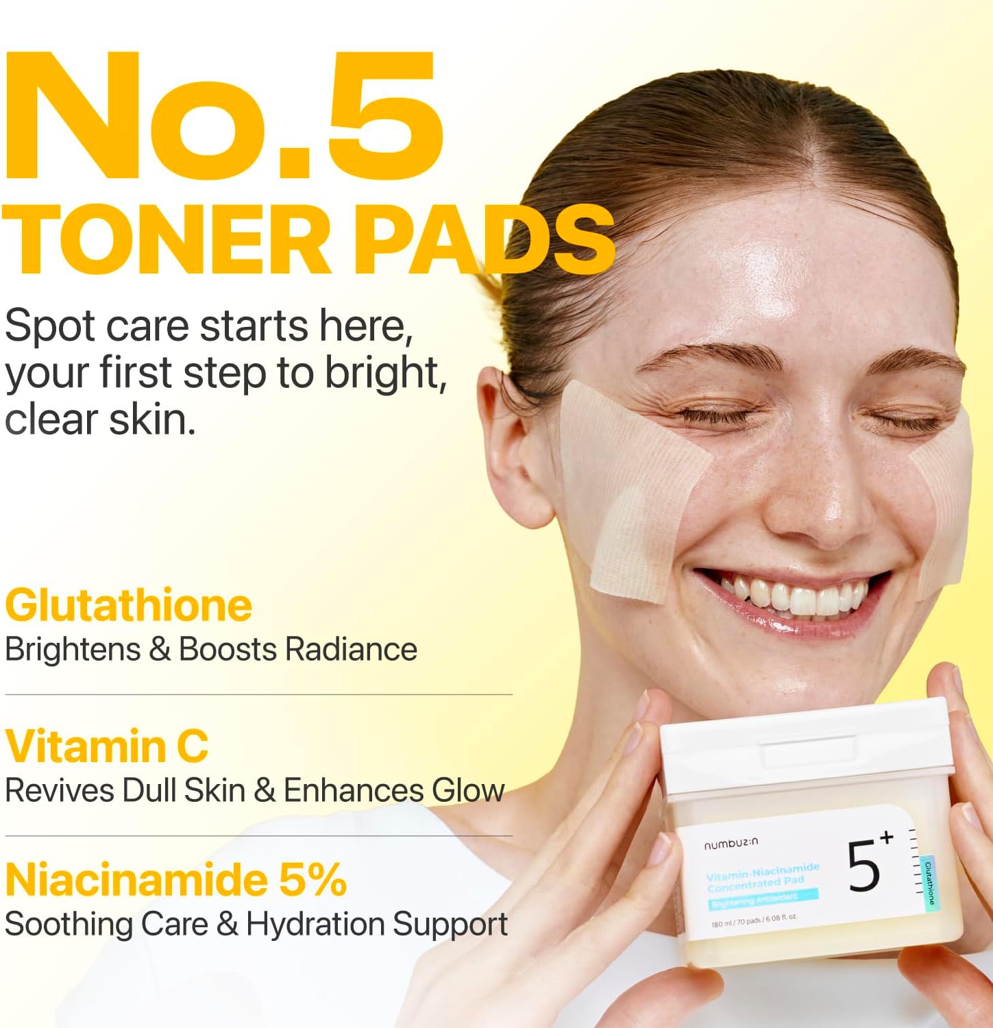 Numbuzin No.5 Vitamin-Niacinamide Concentrated Pad — vitamin C and niacinamide brighten and even tone