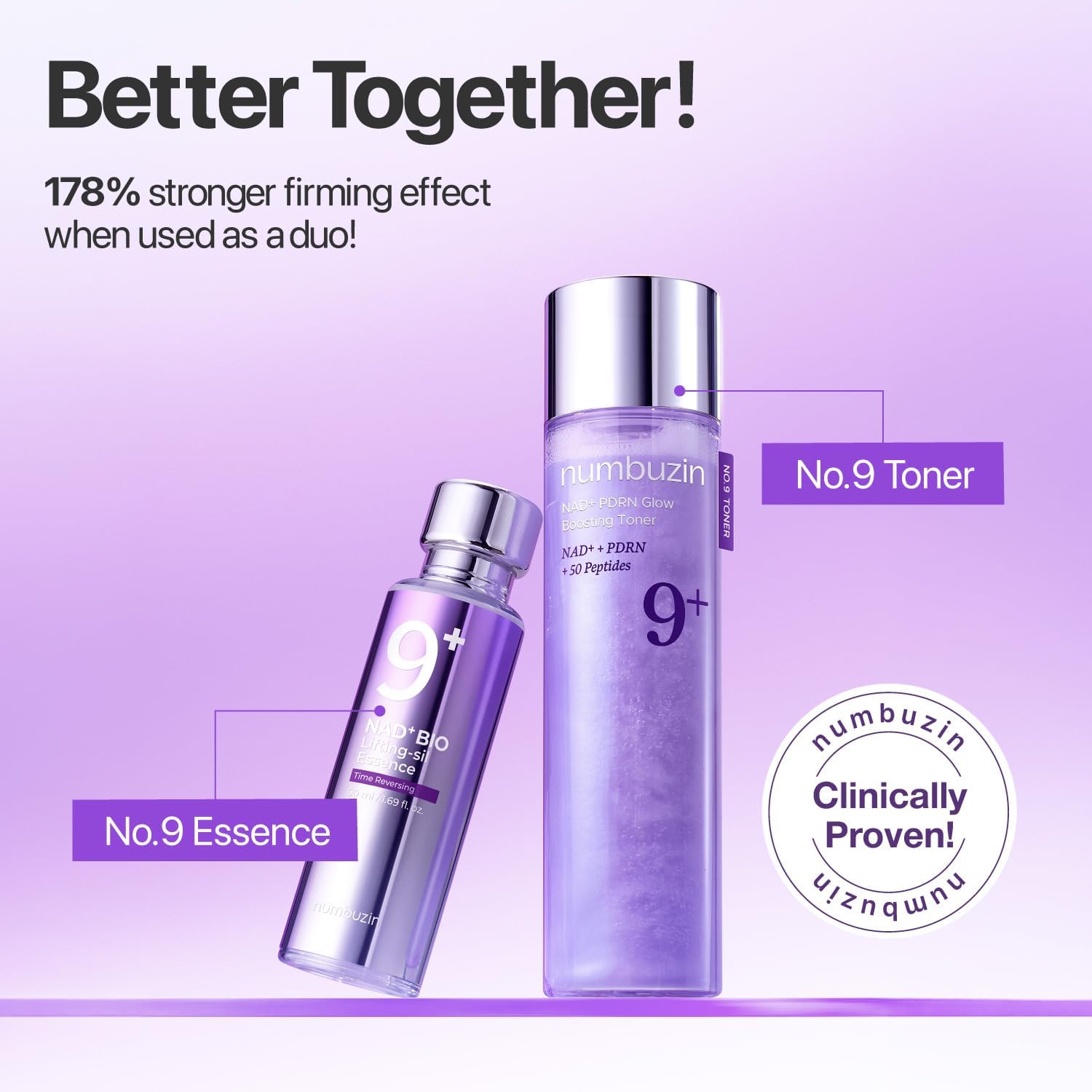Numbuzin No.9 NAD PDRN Glow Boosting Toner — how to use: apply with hands or a cotton pad after cleansing
