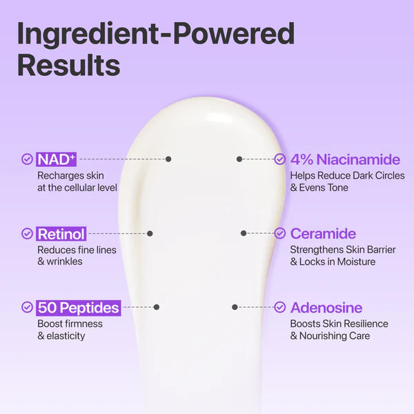Numbuzin No.9 NMN Retinol Volumetox Eye Cream — creamy texture absorbs without heaviness