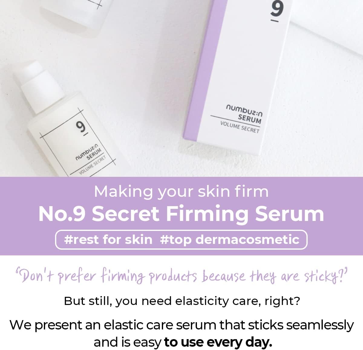 Numbuzin No.9 Secret Firming Serum — targets fine lines for smoother, younger-looking skin