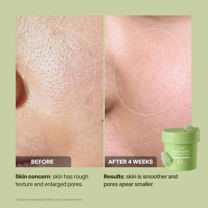P.CALM Holy Basil Bubble Deep Mask — ideal for oily, congested skin