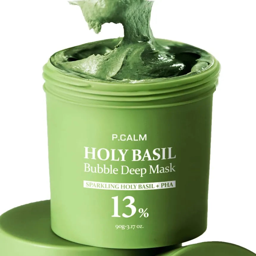 P.CALM Holy Basil Bubble Deep Mask — oxygen bubbles lift away impurities