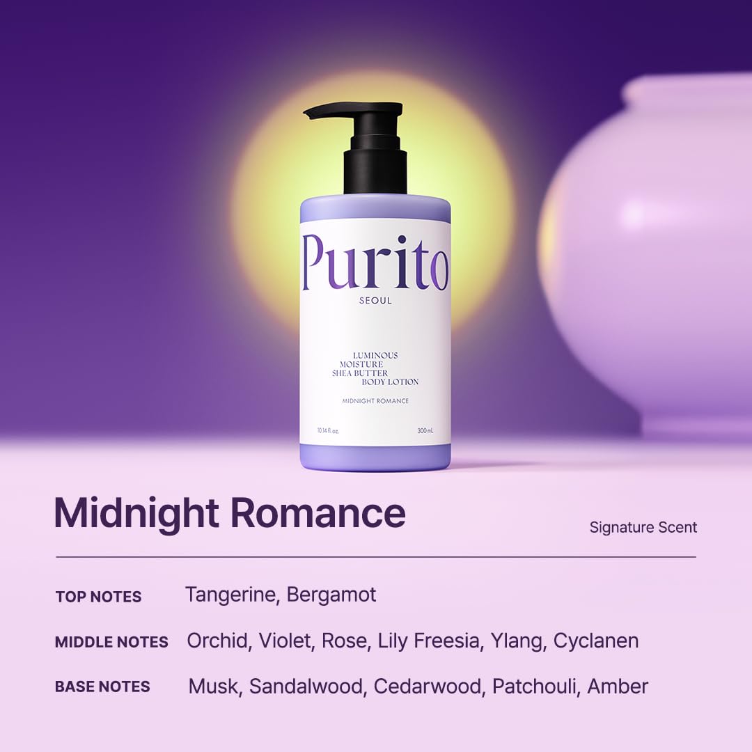 Purito Seoul Luminous Moisture Shea Butter Body Lotion Midnight Romance — lightweight lotion absorbs quickly