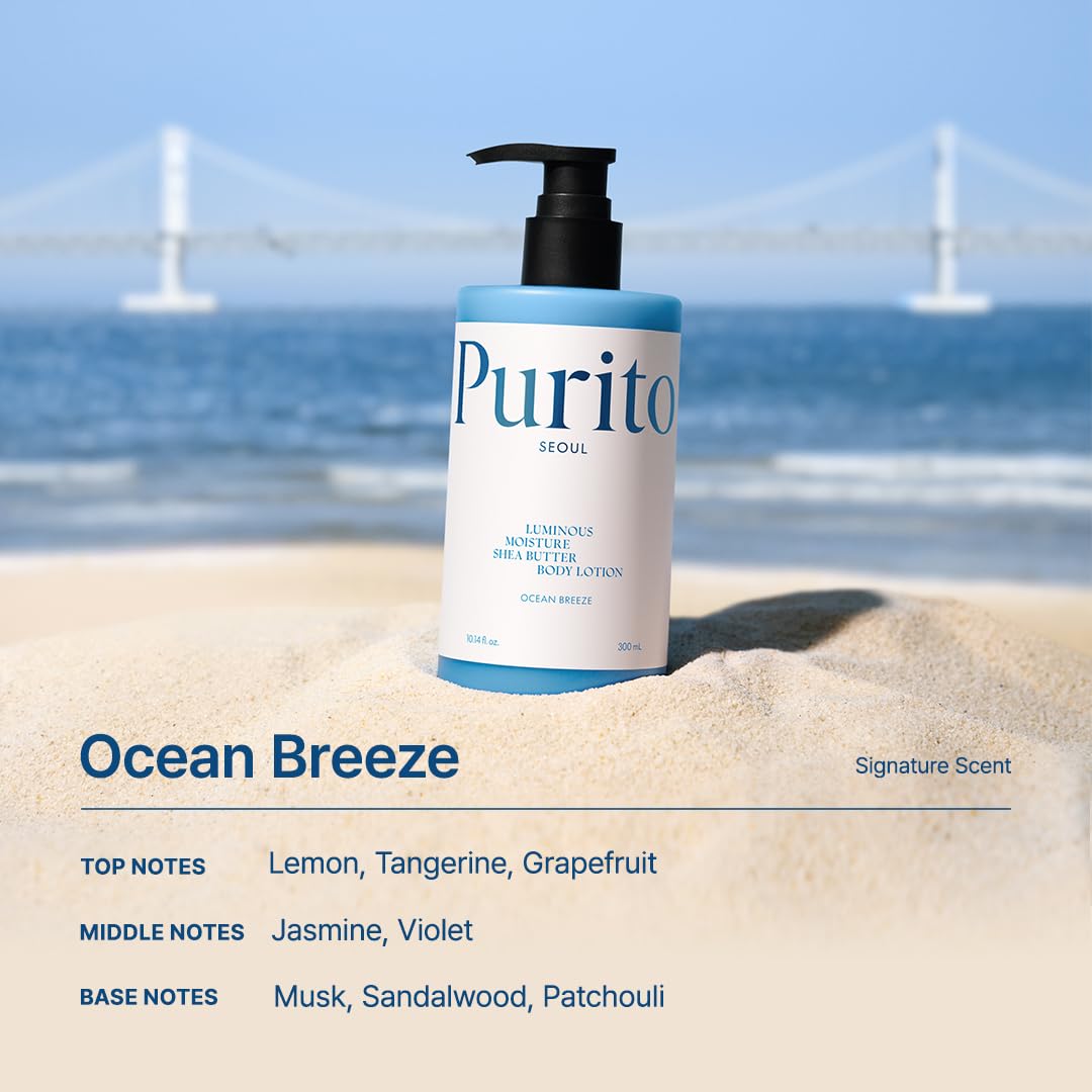 Purito Seoul Luminous Moisture Shea Butter Body Lotion Ocean Breeze — lightweight lotion absorbs quickly
