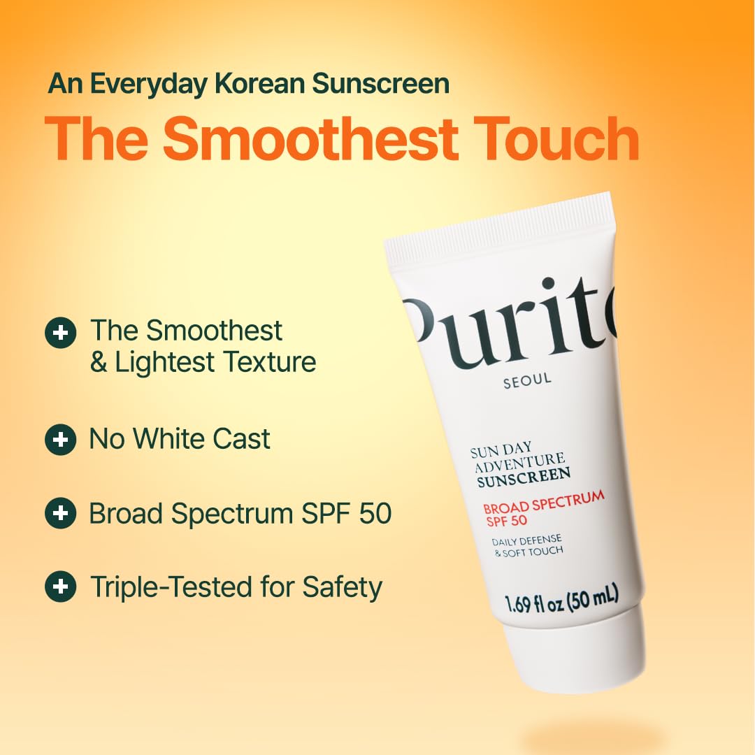 Purito Seoul Sun Day Adventure Sunscreen SPF 50 — lightweight finish with no white cast