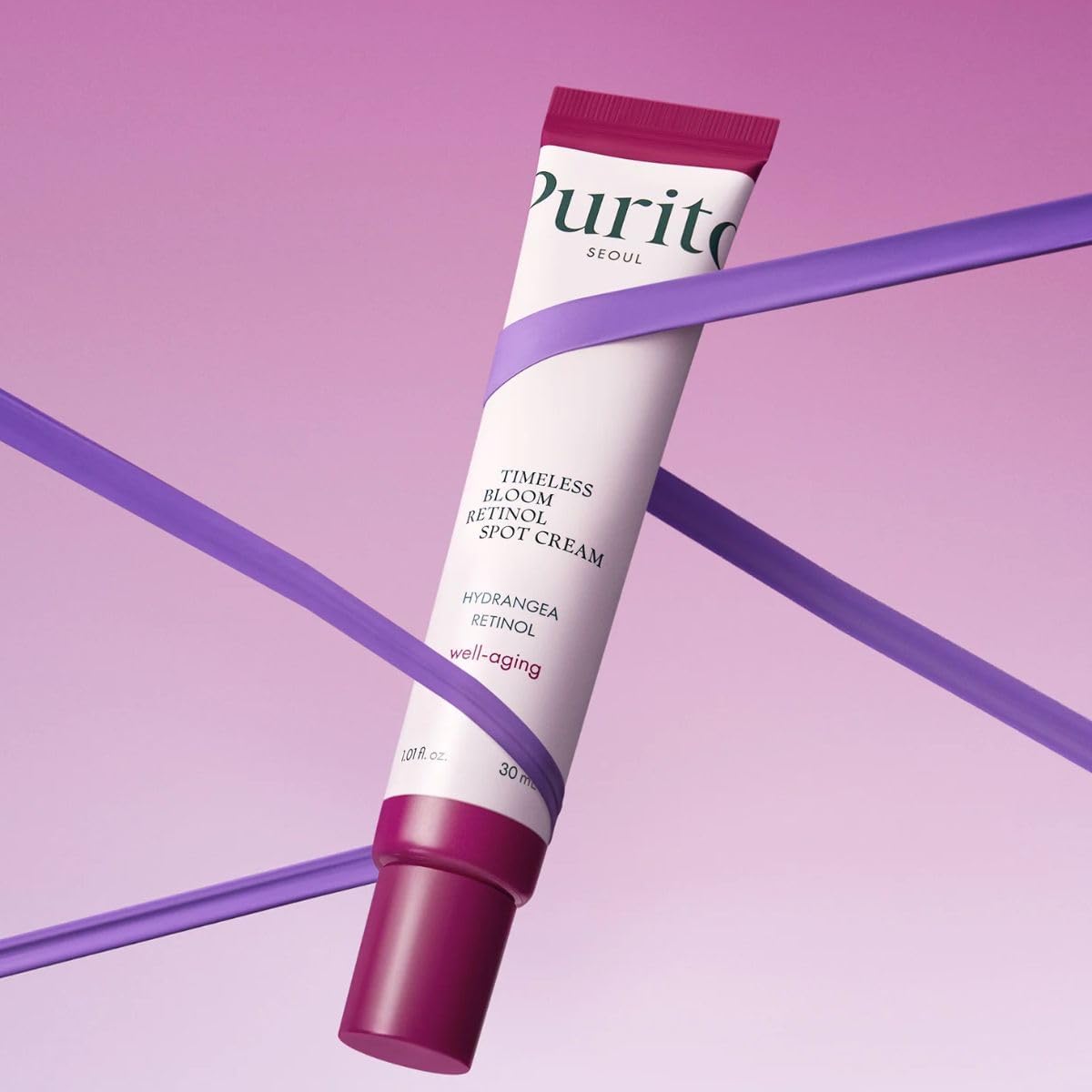 Purito Seoul Timeless Bloom Retinol Spot Cream — how to use: apply to areas of concern in the evening