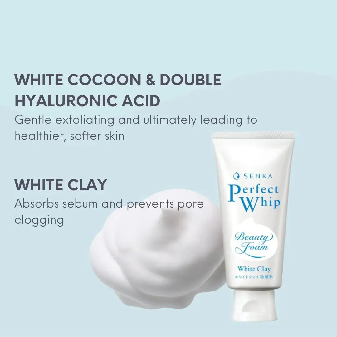 Shiseido Senka Perfect Whip White Clay Pore Cleanser — how to use