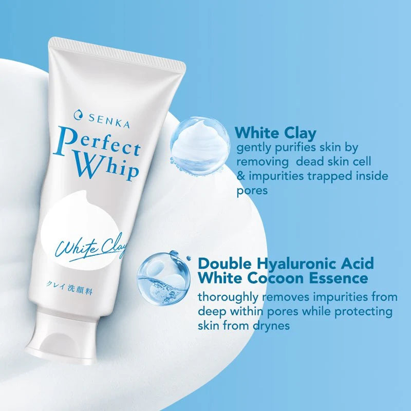 Shiseido Senka Perfect Whip White Clay Pore Cleanser — rich foam