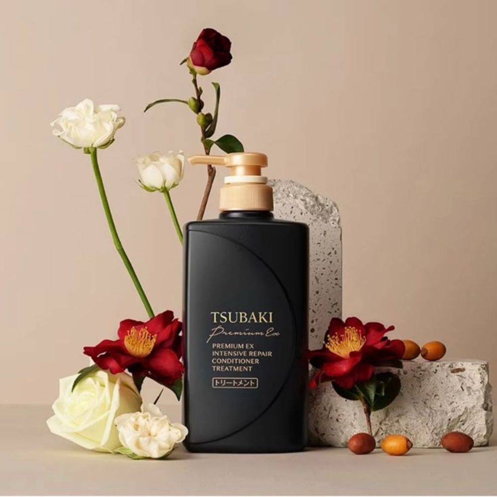 Shiseido Tsubaki Premium EX Intensive Repair Conditioner — deeply repaired hair