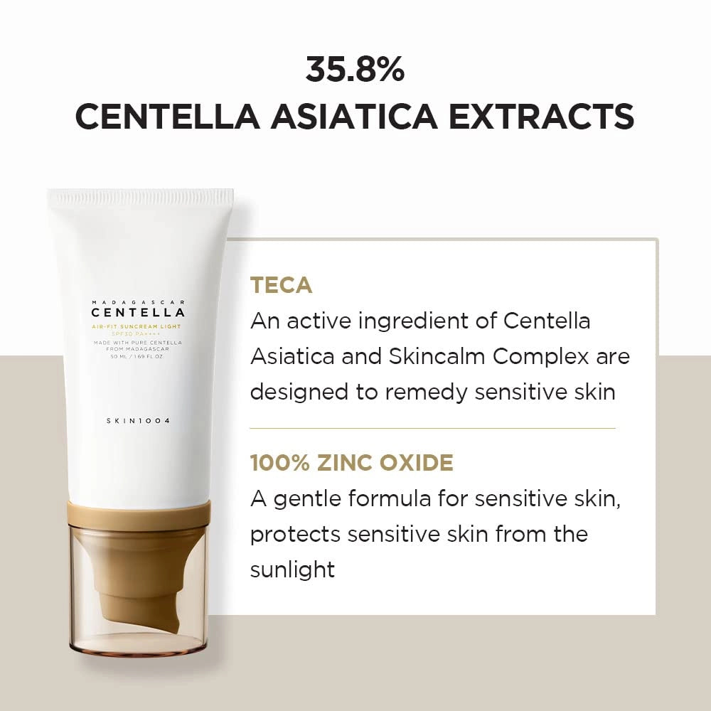 SKIN1004 Madagascar Centella Air-Fit Suncream Light — lightweight, comfortable finish