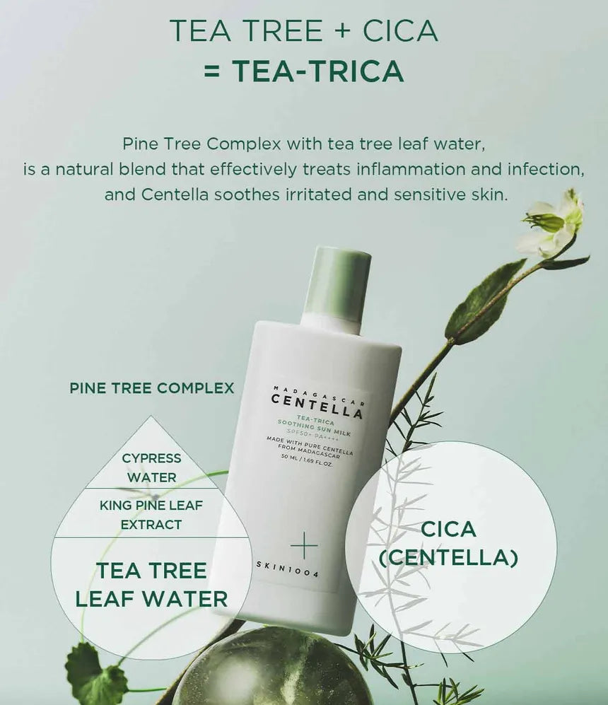 SKIN1004 Madagascar Centella Tea-Trica Soothing Sun Milk — key soothing ingredients