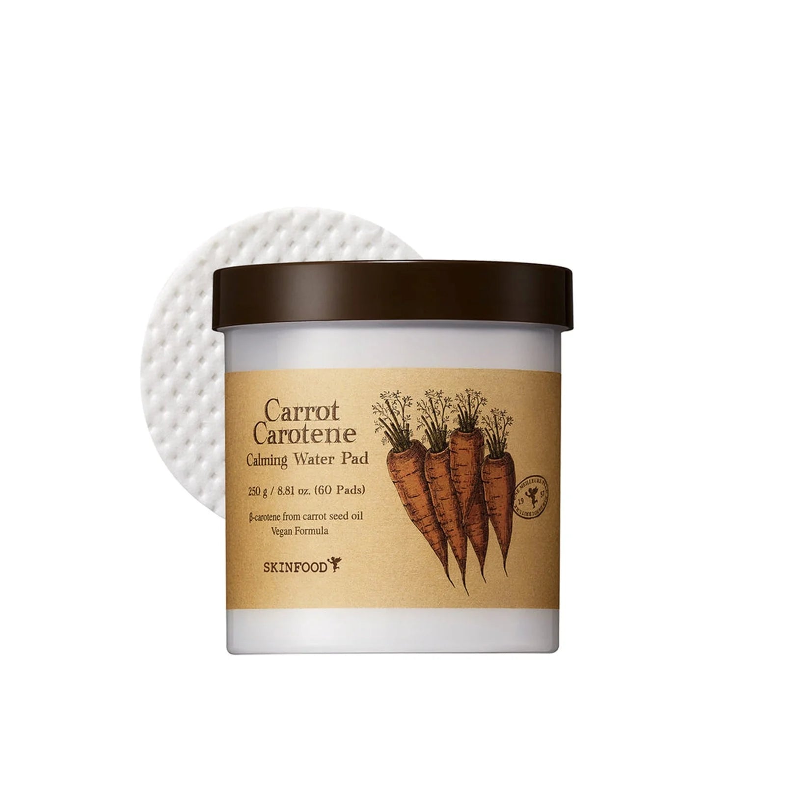 SKINFOOD Carrot Carotene Calming Water Pad — how to use: wipe across cleansed skin to soothe and refresh