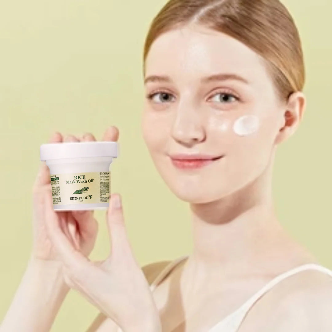 SKINFOOD Rice Mask Wash Off — rice extract brightens for a smoother, radiant look