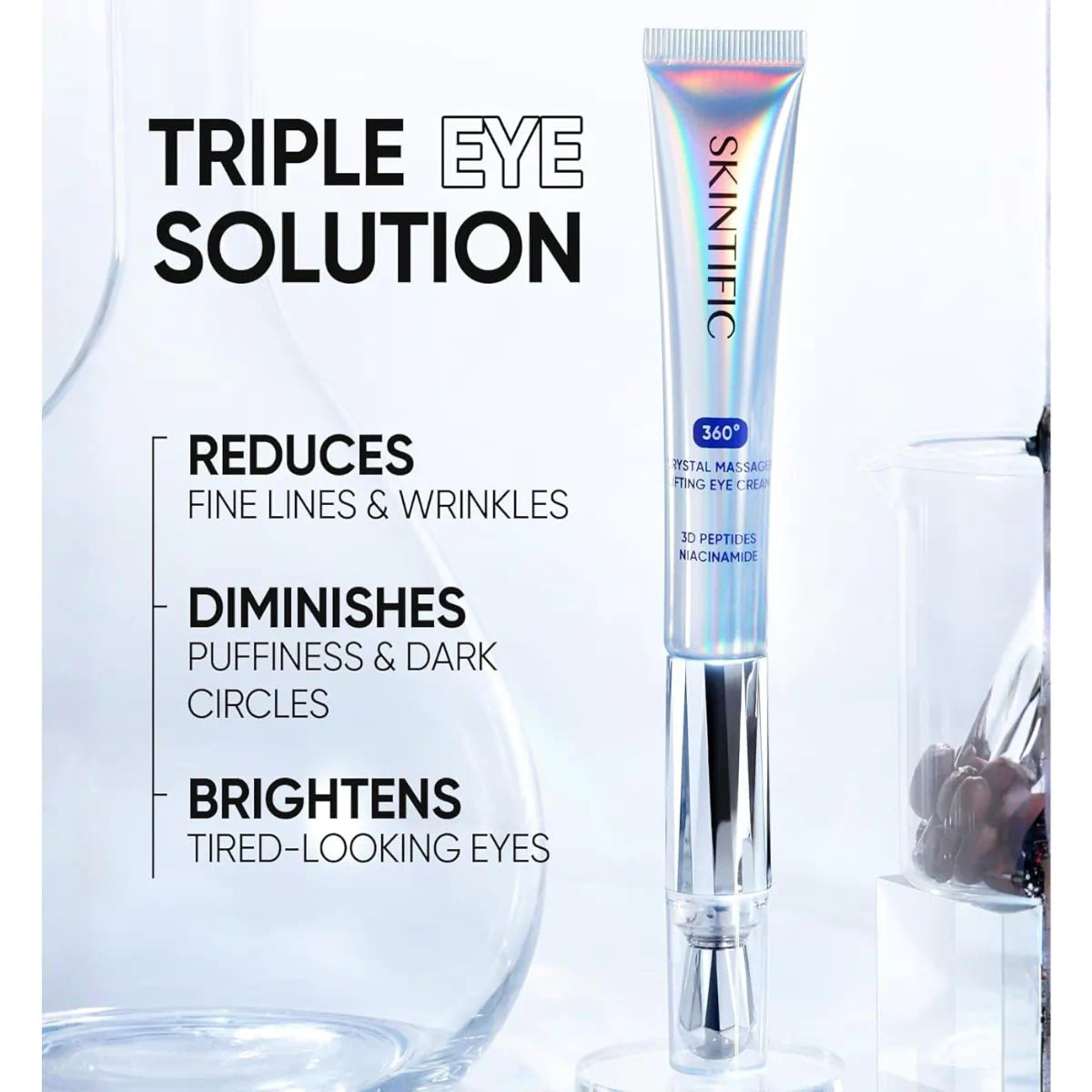 Triple-action solution — helps reduce the look of dark circles, puffiness and fine lines for a brighter, smoother eye area.
