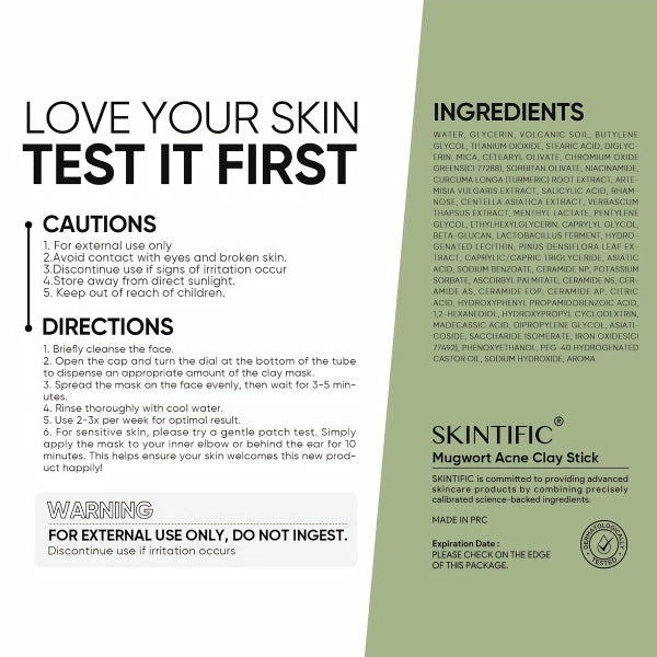 How to apply — a quick patch test and simple directions for first-time use of the mugwort clay stick.