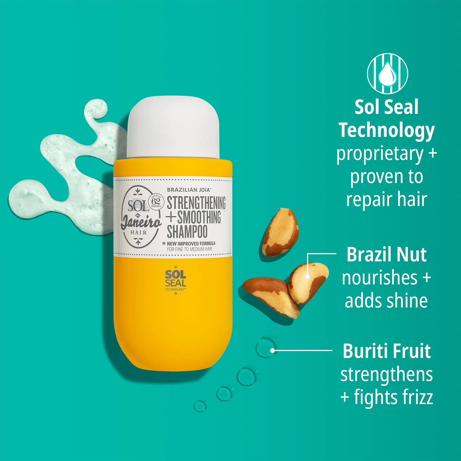 Massage Sol de Janeiro Brazilian Joia Shampoo into wet hair and scalp, then rinse thoroughly