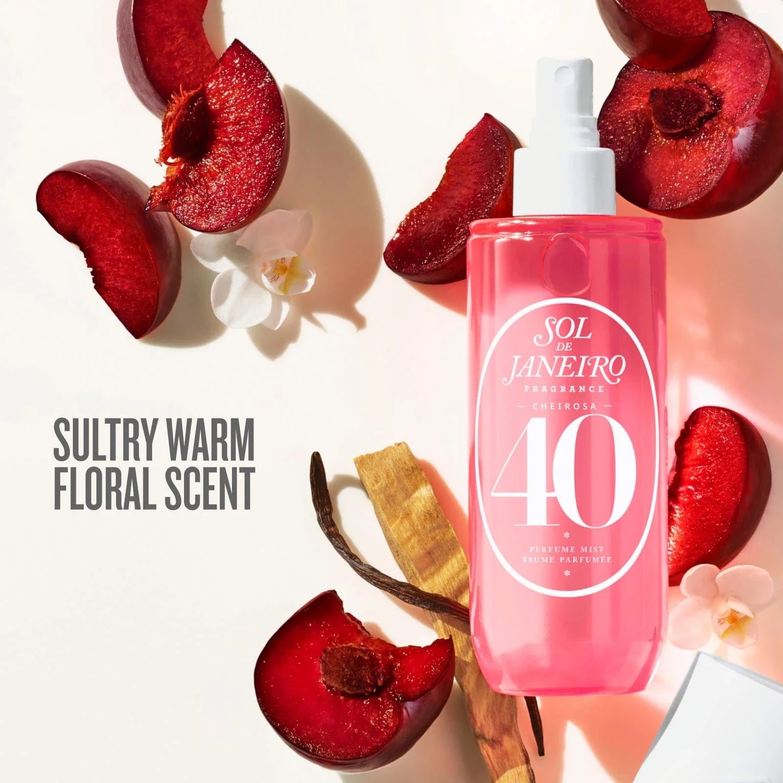 Cheirosa 40 scent notes: jasmine, vanilla and warm amber in Sol de Janeiro Perfume Mist