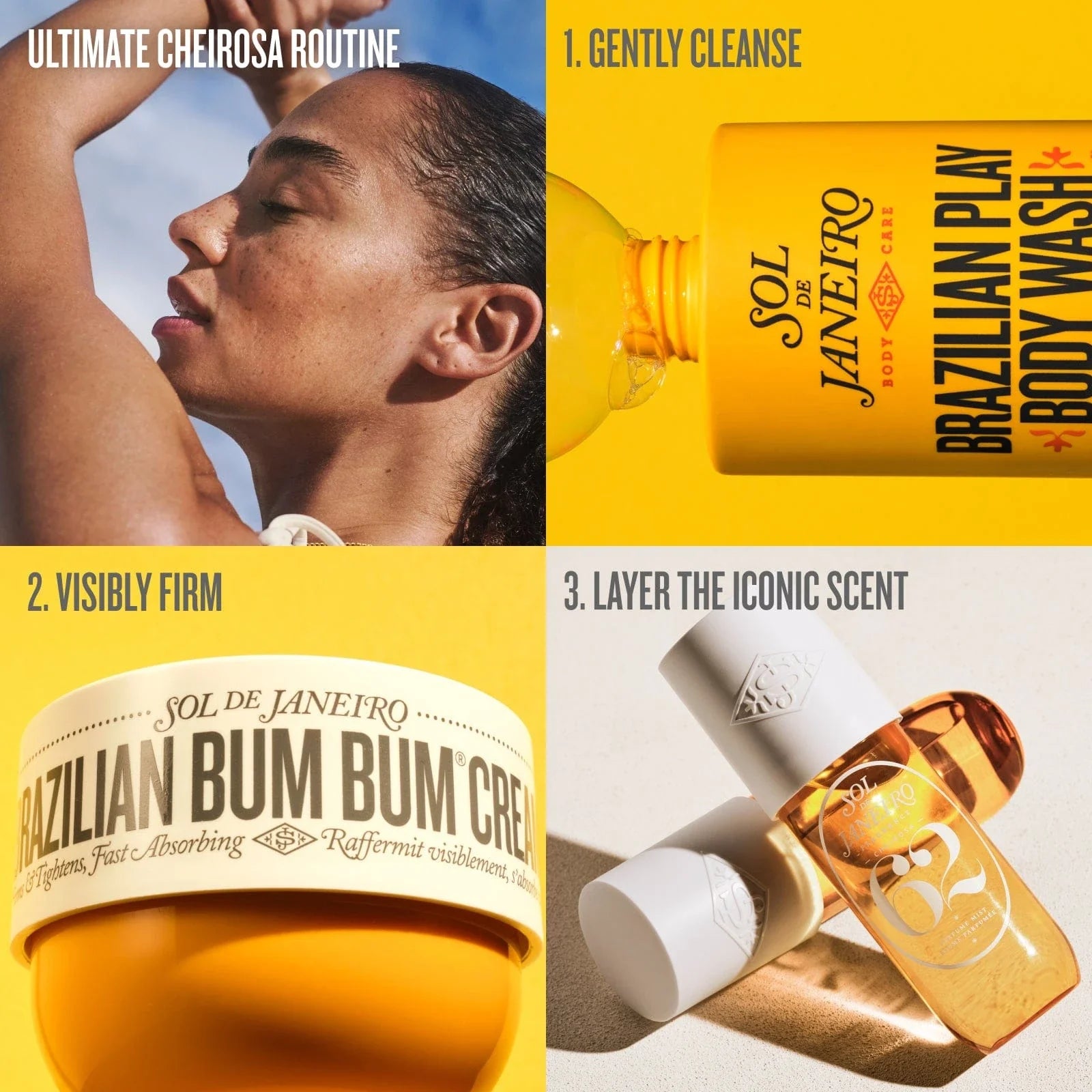 Long-lasting, addictive scent for body and hair with Sol de Janeiro Cheirosa 62 Perfume Mist