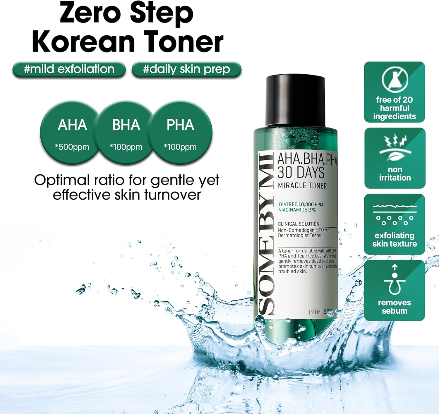 SOME BY MI AHA.BHA.PHA 30 Days Miracle Toner — AHA BHA PHA gently exfoliate skin