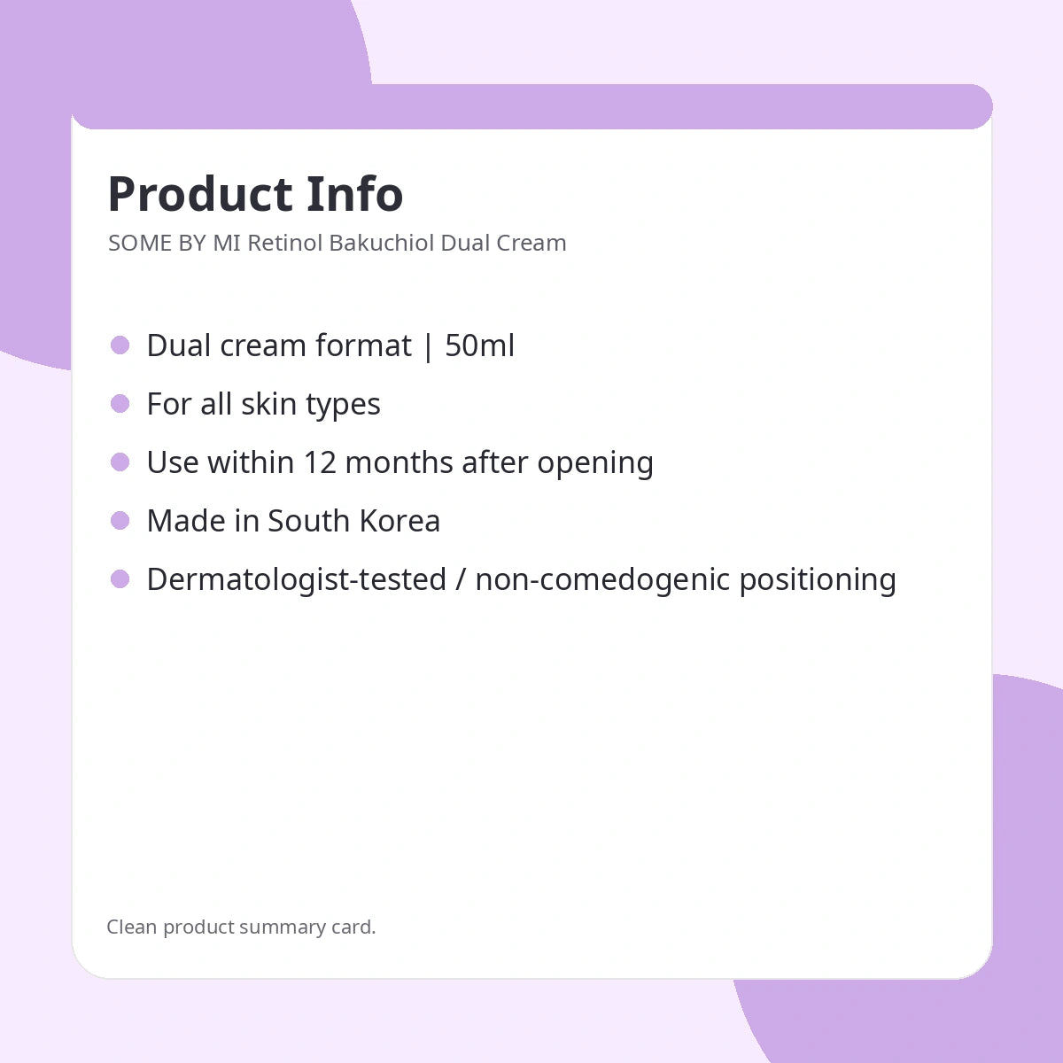 SOME BY MI Retinol Bakuchiol Dual Cream — how to use: apply as the last step of skincare
