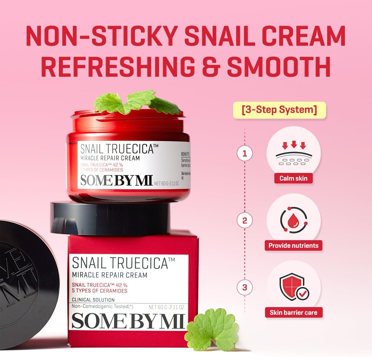 SOME BY MI Snail Truecica Miracle Repair Cream — deeply moisturizes for supple skin