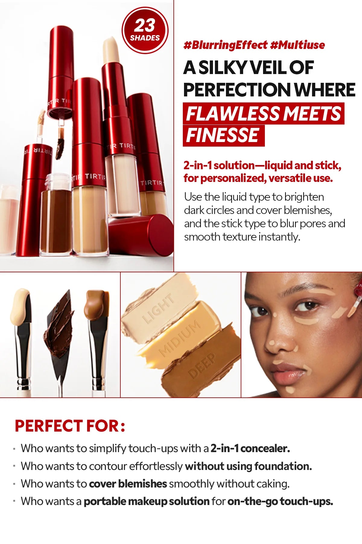 TIRTIR Glide & Hide Blurring Concealer — smooth, easy application
