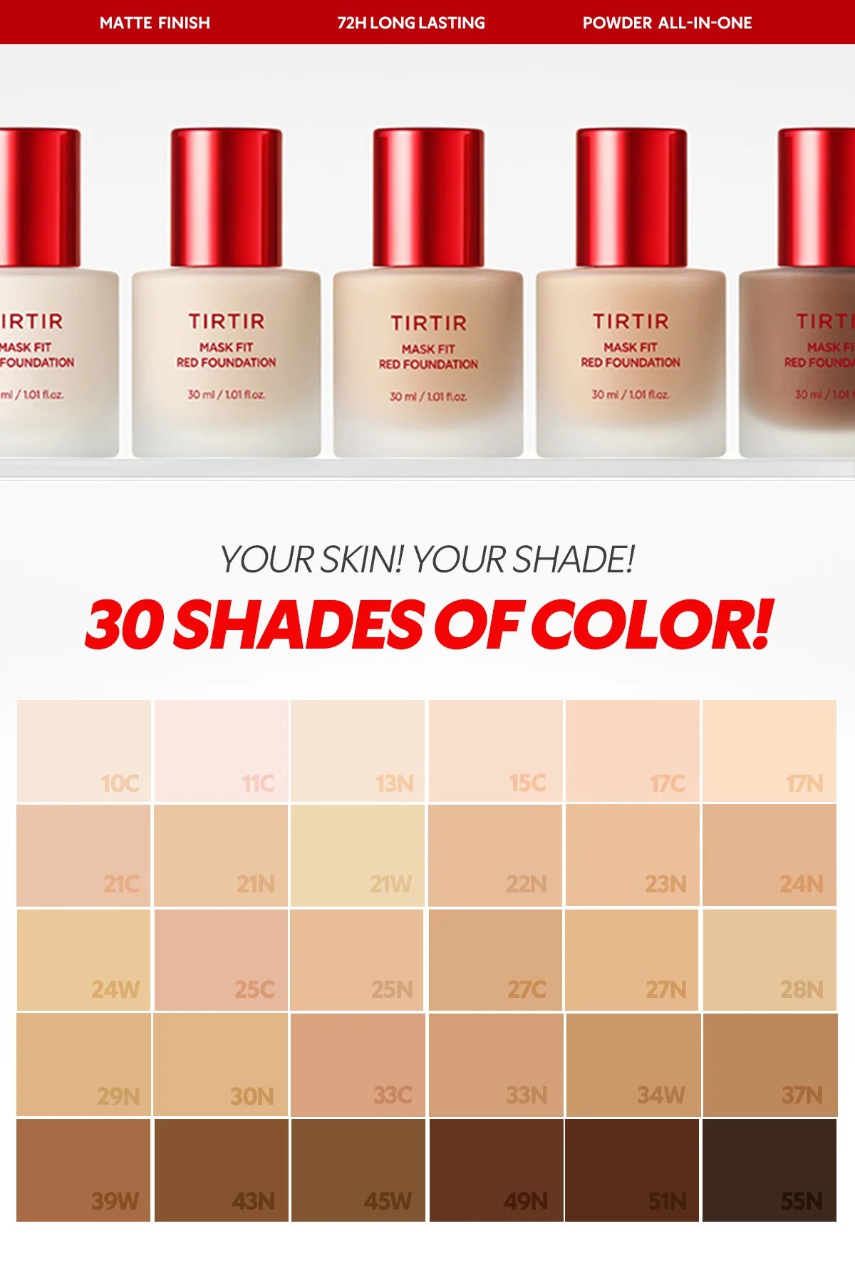 TIRTIR Mask Fit Red Foundation — finish comparison